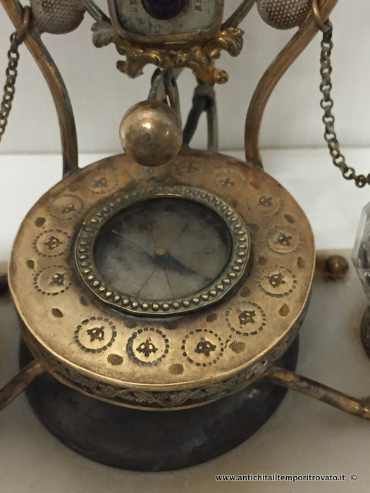 Oggettistica d`epoca - Calamai - Piccolo calamaio da collezione dell'800 Antico calamaio con bussola termometro e campanello - Immagine n°7  