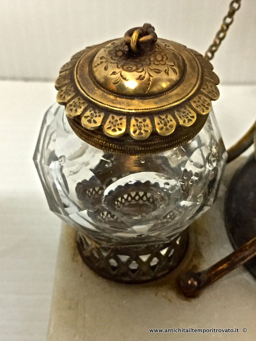 Oggettistica d`epoca - Calamai - Piccolo calamaio da collezione dell'800 Antico calamaio con bussola termometro e campanello - Immagine n°8  