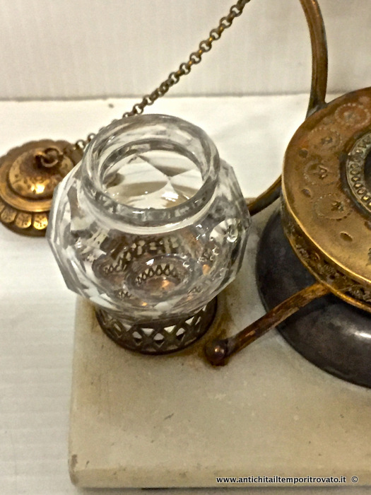 Oggettistica d`epoca - Calamai - Piccolo calamaio da collezione dell'800 Antico calamaio con bussola termometro e campanello - Immagine n°9  