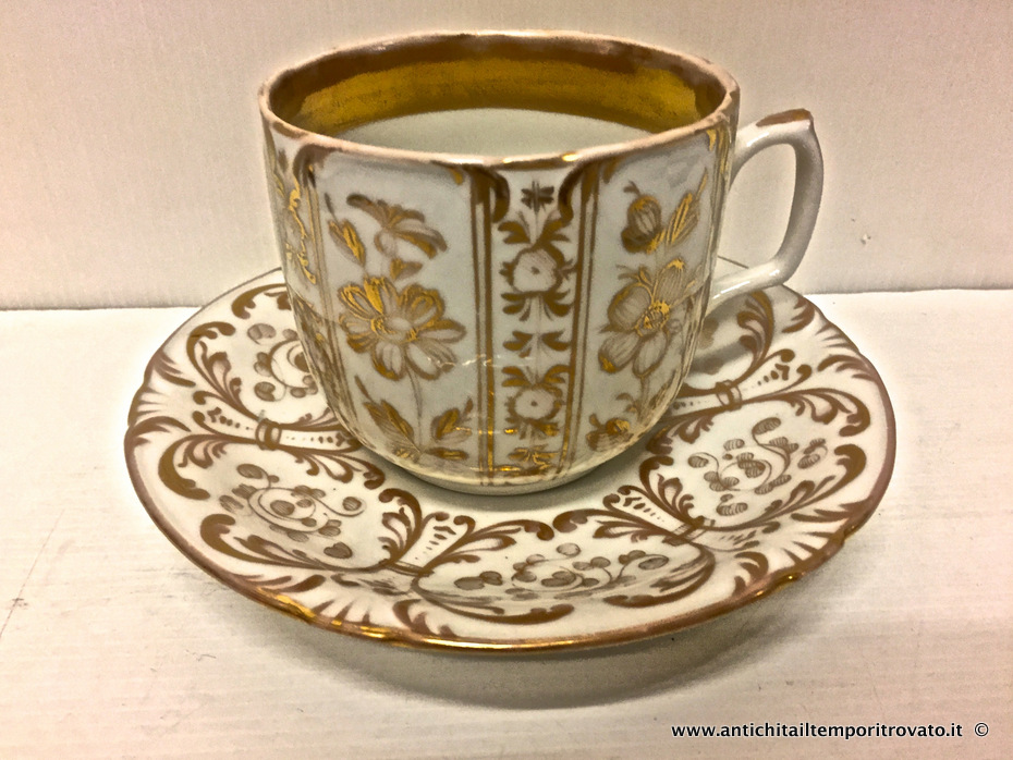 Antica e grande tazza Vecchia Parigi in porcellana - Tazza francese in porcellana decorata a mano in oro zecchino