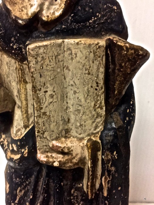 Oggettistica d`epoca - Arte sacra - Antica statua lignea di San Vincenzo Ferreri Statua scolpita in policromia San Vincenzo Ferreri - Immagine n°3  