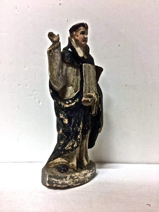 Oggettistica d`epoca - Arte sacra - Antica statua lignea di San Vincenzo Ferreri Statua scolpita in policromia San Vincenzo Ferreri - Immagine n°5  