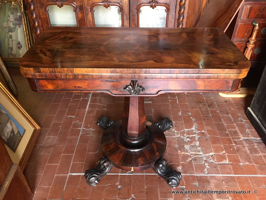 Antico tavolo da gioco in palissandro - Antico tavolo da gioco inglese William IV