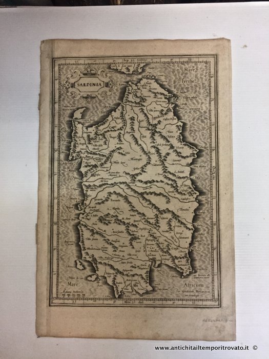 Antica carta della Sardegna di Gerardo Mercatore - Antica carta geografica sarda di Gerard Kreemer