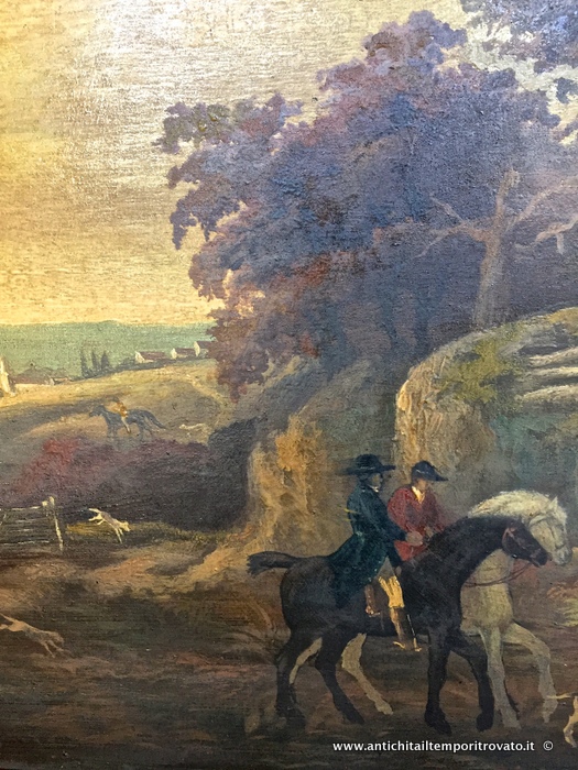 Oggettistica d`epoca - Stampe e dipinti - Antico e grande dipinto ad olio: scena di caccia inglese - Immagine n°7  