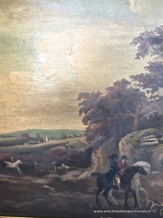 Oggettistica d`epoca - Stampe e dipinti - Antico e grande dipinto ad olio: scena di caccia inglese - Immagine n°8  