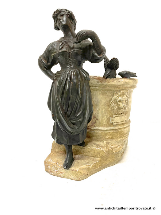 Antica statua alla fonte Manifattura di Signa - Giovane donna alla fonte in terra di Signa periodo liberty