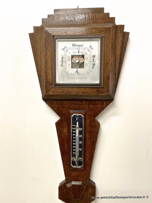 Antico barometro dèco - Antico barometro inglese in rovere del 1930