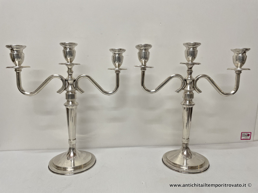 Antichita' il tempo ritrovato - Coppia candelabri a tre bracci in argento