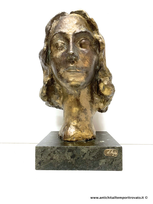 Busto in bronzo di Fanco D'Aspro - Viso di donna in bronzo di Franco D'Aspro