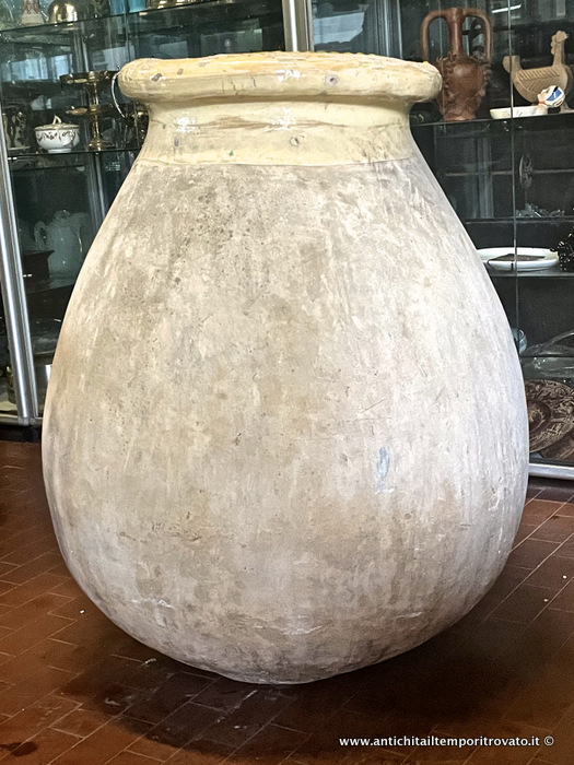 Antica e grande giara sarda in terracotta di grandi dimensioni - Su ziru, antico e grande vaso sardo in terracotta invetriata