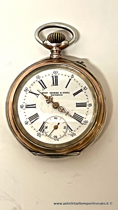 Antico orologio da tasca in argento con marchio Diogene - Orologio da taschino in argento scappamento a cilindro
