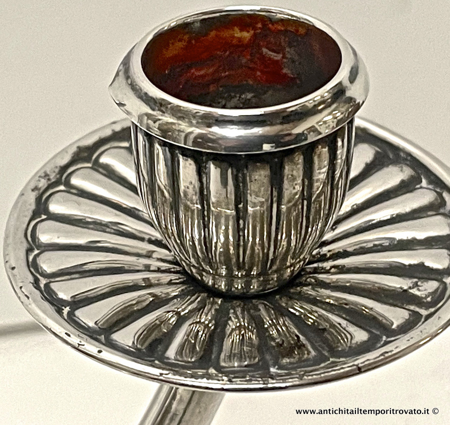 Argenti antichi - Oggetti vari in argento  - Antica coppia candelabri deco in argento - Immagine n°8  
