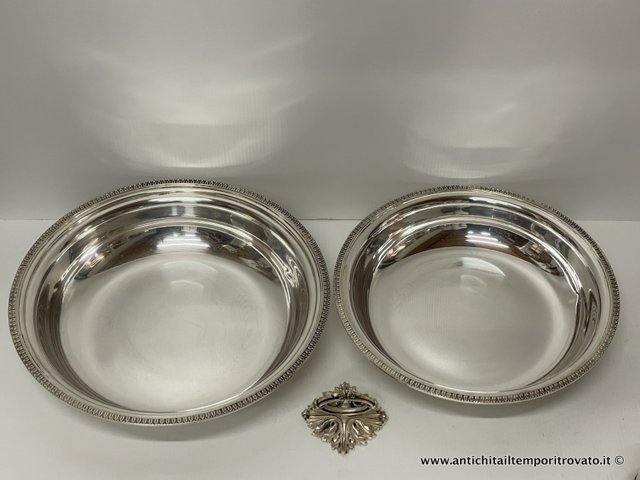 Argenti antichi - Oggetti vari in argento  - Legumiera rotonda in argento 800 Legumiera italiana stile Impero - Immagine n°5  