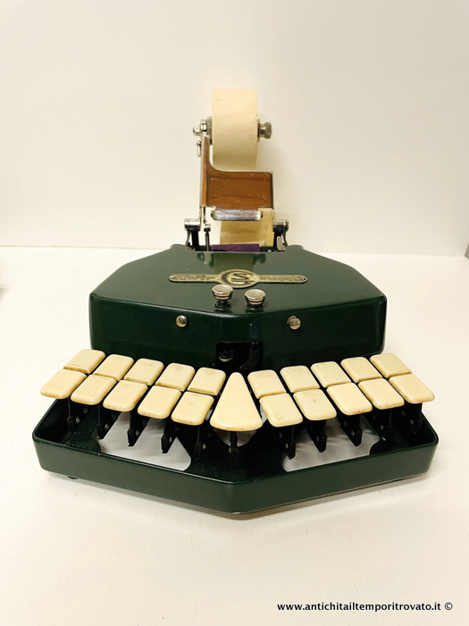 Oggettistica d`epoca - Strumenti scientifici - Antica macchina francese per stenotype Grandjean Antica macchina per stenotipia color verde - Immagine n°2  