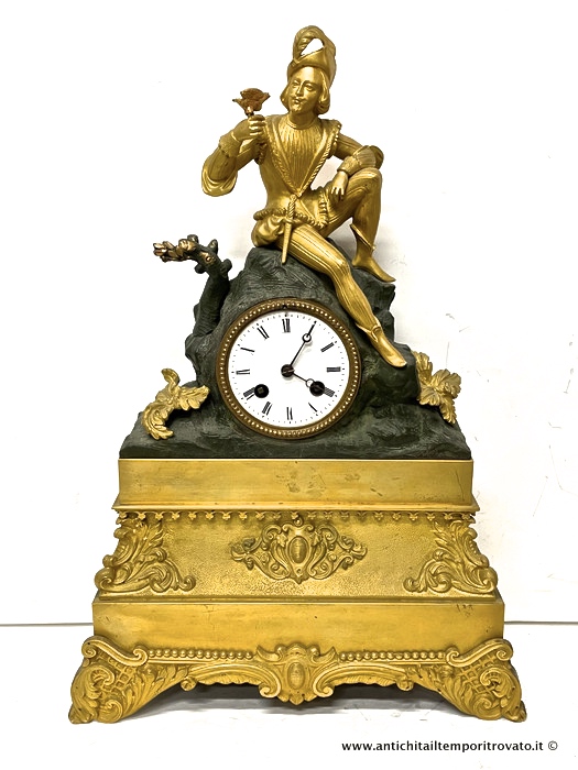 Antico pendolo Carlo X in bronzo dorato al mercurio - Antico orologio a pendolo francese in bronzo
