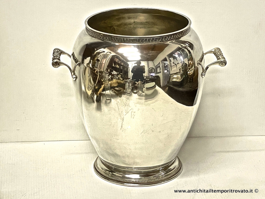 Elegante vaso centrotavola  in argento a titolo 800 manifattura italiana - Vaso argento massiccio 800 punzonato della metà del XX secolo