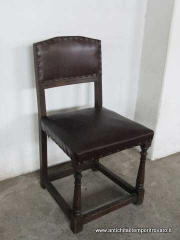 Antico set di sedie inglesi 1930 - Set 4 sedie gamba tornita