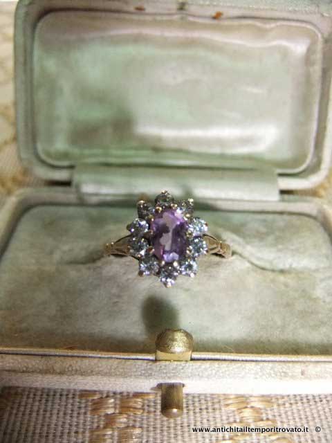 Anello vintage in oro 9K con ametista (2.20ct ca.), anni '70/'80 - Antichità Galliera