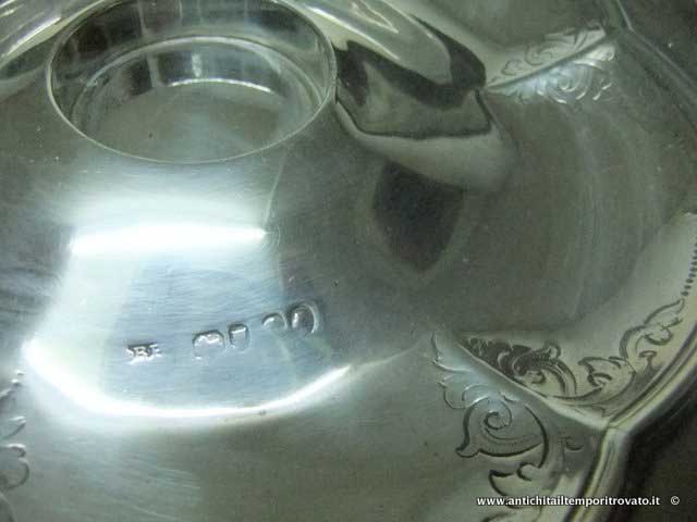 Oggettistica d`epoca - Calamai - Calamaio tondo cesellato Antico calamaio argento e cristallo - Immagine n°7  