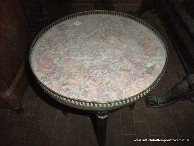 Mobili antichi - Tavoli e tavolini - Antico tavolino con marmo Tavolino francese piano in marmo - Immagine n°7  