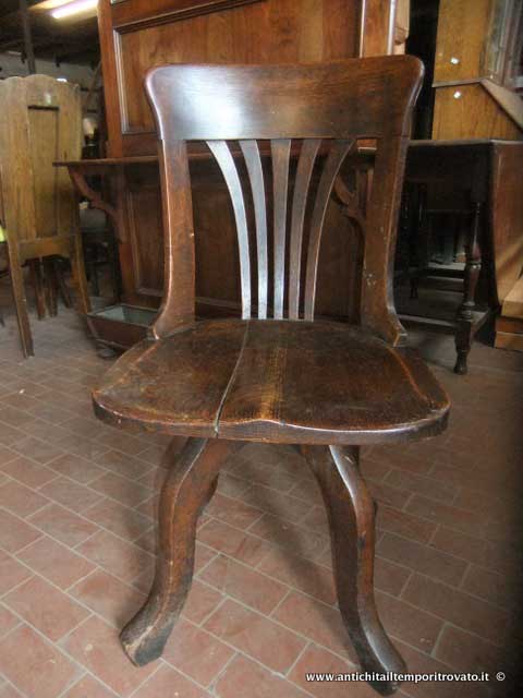 Antica sedia girevole senza braccioli - Sedia girevole d`epoca senza braccioli