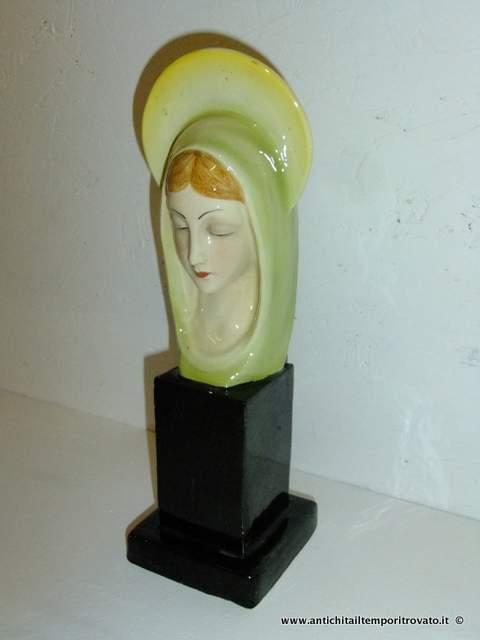 Oggettistica d`epoca - Arte sacra - Antica Madonna deco in ceramica Madonna deco - Immagine n°5  
