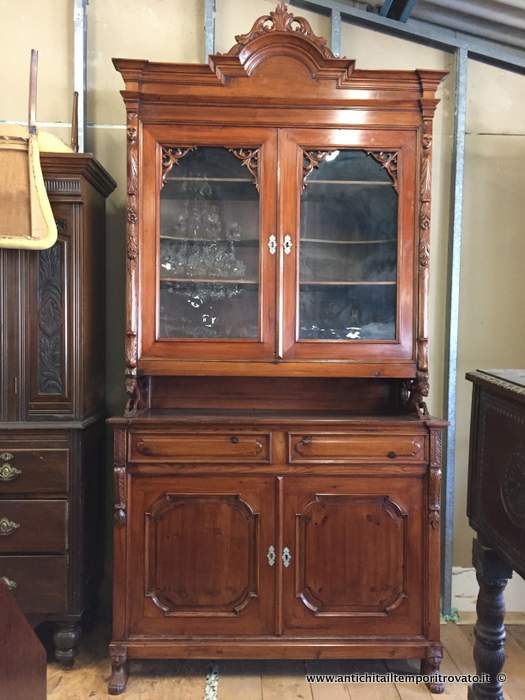 Antica credenza sarda in pitchipine - Antica credenza campidanese dell'800