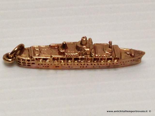 Charm vintage inglese in oro 9 kt. - Nave da crociera in oro inglese