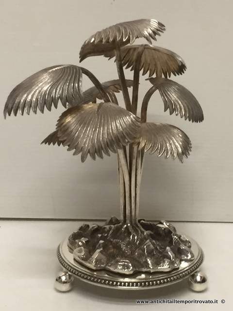 Antico soprammobile Vittoriano - Antica palma ornamentale in silver plate
