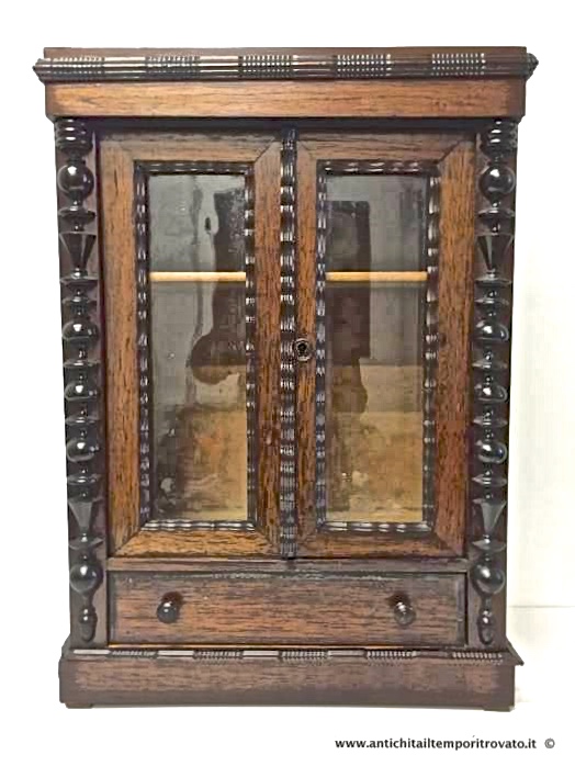 Antica vetrina da appendere di piccole dimensioni - Antica e piccola vetrina francese in palissandro