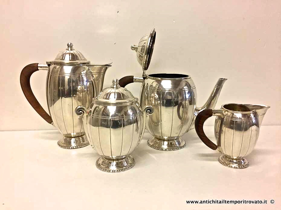 Set Art dèco francese composto da 4 pezzi - Antico servizio te, caffè Art dèco