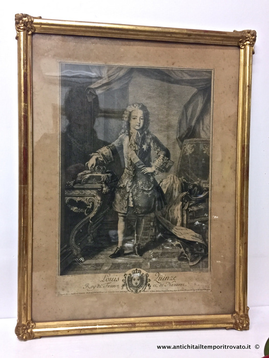 Antica incisione di Luigi XV di Audran e Gobert - Antico ritratto del re Luigi XV da bambino