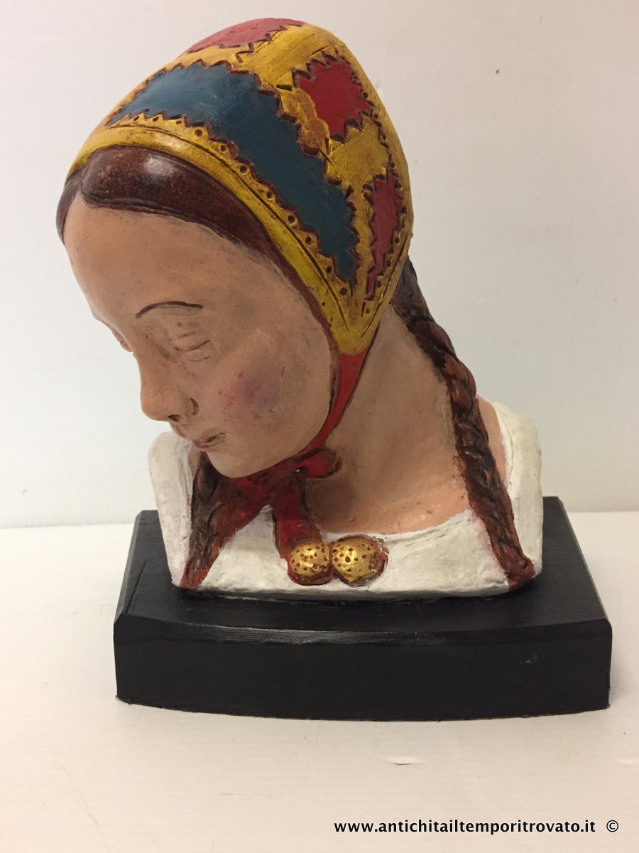 Busto in terracotta dipinta di Giovanni Pulli - Giovane desulese di Pulli
