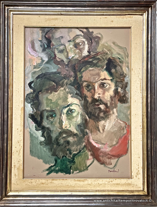 Dipinto ad olio su tela del 1950 di Dino Fantini - Autoritratto scomposto di Dino Fantini: dipinto ad olio su tela