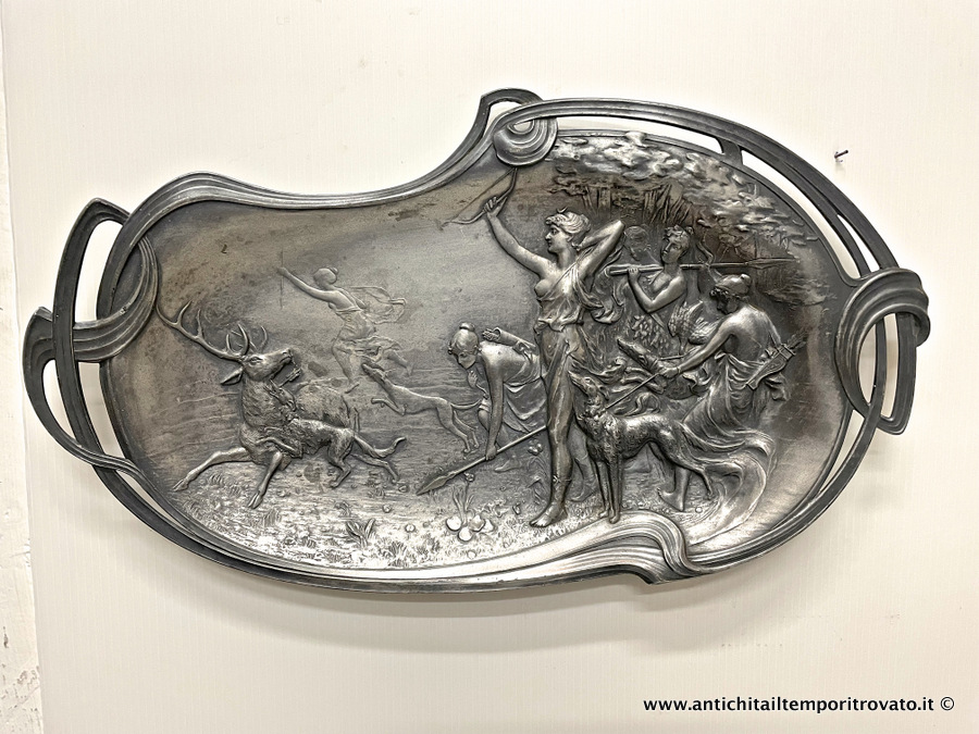 Antico vassoio Jugendstil da appendere - Antico vassoio portagioie tedesco WMF primi 900