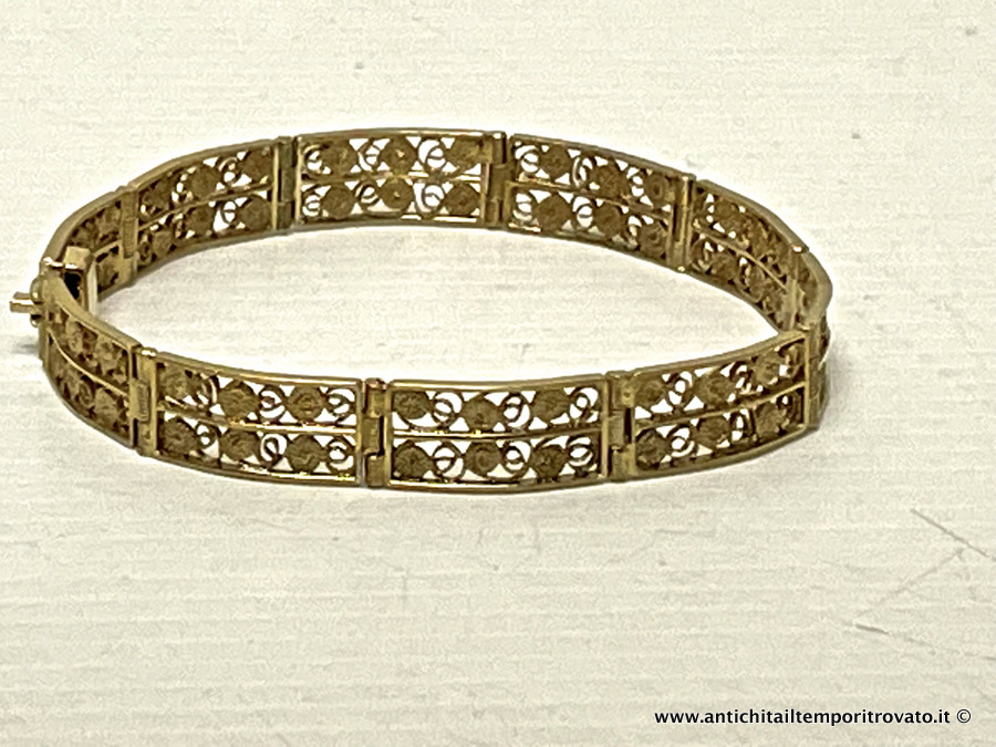 Bracciale primi 900 in filigrana in argento vermeil - Antico bracciale in argento lavorazione filigrana genovese