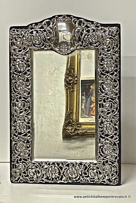 Grande specchiera inglese in argento 925 - Antica cornice in argento inglese