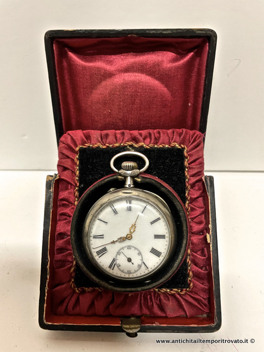 Antico orologio da tasca in argento francese: scappamento a cilindro - Antico orologio da tasca da uomo: francese, in argento 800