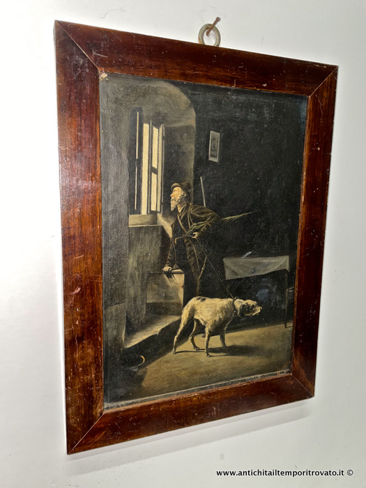 Piccolo dipinto ad olio su tela di Luigi Puddu -  Delizioso dipinto realizzato da Luigi Puddu, emulo di Giovanni Battista Quadrone