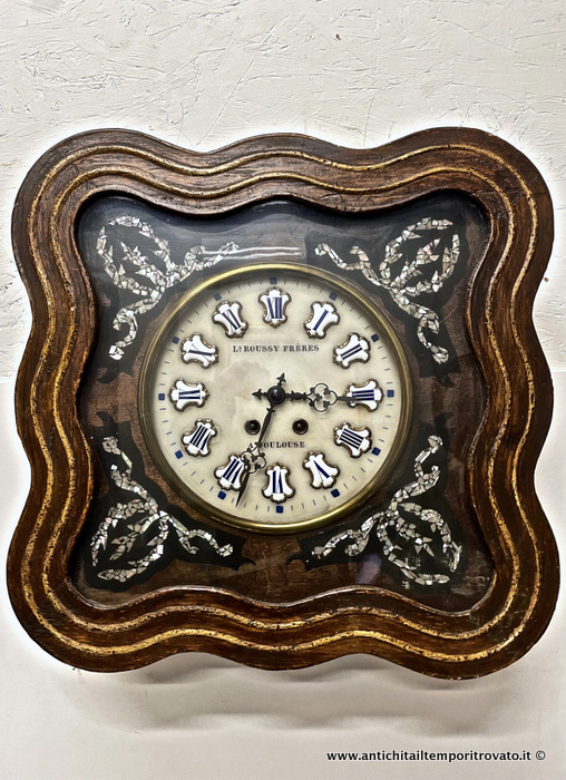 Antico orologio da parete Napoleone III detto Oeil De Boeuf - Antico orologio francese con quadrante in alabastro e numeri in porcellana